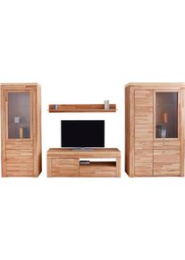 Wohnwand VOGL M&Ouml;BELFABRIK, beige (kernbuche teilmassiv), Kastenm&ouml;bel-Sets, Wohnwand, Set 4 tlg. besteht aus 2 Vitrinen, 1 Lowboard und 1 Wandregal