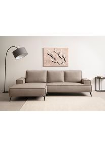 Ecksofa OTTO HOME "TVINNU", beige (hellbraun), B:275cm H:83cm T:173cm, Sofas, Ecksofa, wahlweise Recamiere rechts/links, schwarze F&uuml;&szlig;e, bequemer Sitzkomfort