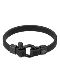 Armband PHILIPP BLANC "PBA37BB", schwarz, Armb&auml;nder, Herren, 21cm, Edelstahl Leder, Edelstahl, Leder, Armband
