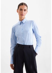 Hemdbluse Seidensticker, Damen, Gr. 3XL (46), hellblau, 100% Baumwolle, gestreift, slim fit, ohne Ausschnitt, Blusen Hemdbluse, 1/1 Kragen Gestreift
