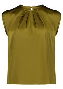 Satinbluse Zero "Satin-Bluse mit Rundhalsausschnitt", Damen, Gr. 44, gr&uuml;n (fir gr&uuml;n), Obermaterial: 96% Polyester Pol. recyc.. 4% Elasthan EL., Blusen Satinbluse