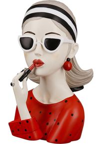 Dekofigur Gilde "Figur Lady mit rotem Lippenstift", bunt, B:17cm H:26cm T:17cm, Kunstharz, Dekofiguren, Dekofigur, Gepunktetes Oberteil mit Sonnenbrille, Skulptur