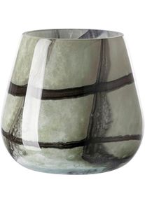 Tischvase Fink "MARLY", gr&uuml;n (hellgr&uuml;n, schwarz), H:17cm &Oslash;:18,5cm, Glas, Vasen, Tischvase, Dekovase, Blumenvase, Windlicht, Vase aus Glas