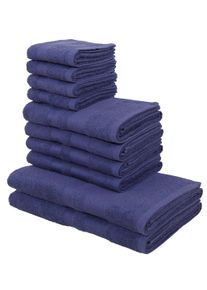 Handtuch Set OTTO HOME "Vanessa, 10-tlg Handtuch-Set, weich, in Standard- und Premium-Qualit&auml;t", blau (marine), 10 tlg., Standard (420g/m&sup2;), Walkfrottee, Walkfrottee, Obermaterial: 100% Baumwolle, Handtuch-Sets, Handtuch Set, 100% Baumwolle, Duscht&uuml;cher, Handt&uuml;cher, G&auml;stet&uuml;cher, mit Bord&uuml;re