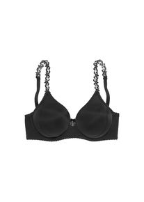 Nuance by Lascana, T-Shirt-BH mit B&uuml;gel, ohne Schale mit transparenten Stickerei Tr&auml;gern, Dessous, schwarz, 75 - Cup B