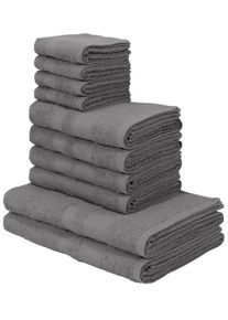 Handtuch Set OTTO HOME "Vanessa, 10-tlg Handtuch-Set, weich, in Standard- und Premium-Qualit&auml;t", grau (mittelgrau), 10 tlg., Standard (420g/m&sup2;), Walkfrottee, Walkfrottee, Obermaterial: 100% Baumwolle, Handtuch-Sets, Handtuch Set, 100% Baumwolle, Duscht&uuml;cher, Handt&uuml;cher, G&auml;stet&uuml;cher, mit Bord&uuml;re