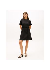 Tommy Hilfiger, Damen, Shirtkleid &raquo;INTERLOCK T-SHIRT SHORT SLEEVE DRESS&laquo; mit Bindeg&uuml;rtel, knielang, Black, S (36/38) - N-Gr, Shirtkleid von Tommy 