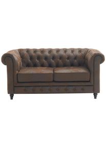 Xora Chesterfield-Sofa, Braun, Schwarz, Holz, Kiefer, massiv, Sperrholz, F&uuml;llung: Schaumstoff, 165x73x87 cm, Stoffauswahl, Armteil links, Armteil rechts, Wohnzimmer, Sofas & Couches, Sofas, Textilsofas