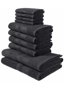 Handtuch Set OTTO HOME "Vanessa, 10-tlg Handtuch-Set, weich, in Standard- und Premium-Qualit&auml;t", grau (anthrazit), 10 tlg., Standard (420g/m&sup2;), Walkfrottee, Walkfrottee, Obermaterial: 100% Baumwolle, Handtuch-Sets, Handtuch Set, 100% Baumwolle, Duscht&uuml;cher, Handt&uuml;cher, G&auml;stet&uuml;cher, mit Bord&uuml;re
