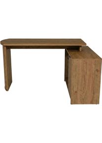 Eckschreibtisch Jahnke "MOON C 14 E", braun (montana eiche, montana eiche, montana eiche), B:140cm H:75,2cm T:100cm, Tische, Eckschreibtisch, Eckschreibtisch, wechselseitig montierbar, 2 F&auml;cher, Breite:140 cm