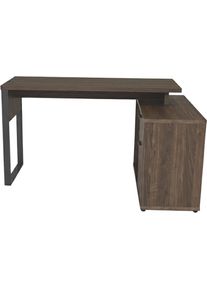 Eckschreibtisch Jahnke "LOOP C 140 E", walnuss, anthrazit, anthrazit, walnuss, B:140cm H:76,2cm T:100cm, Tische, Eckschreibtisch, Eckschreibtisch, 1 offenes Fach, 1 Schublade+1 T&uuml;r, Breite: 140 cm