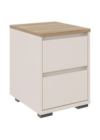 CARRYHOME Nachtk&auml;stchen, Eichefarben, Kaschmir, Kunststoff, 2 Schublade(n) Schubladen, 40.1x54.8x48 cm, Holzm&ouml;bel, Holzbetten, Nachtk&auml;stchen Holz