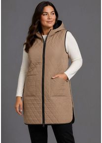 Wendeweste Polarino "Gro&szlig;e Gr&ouml;&szlig;en", Damen, Gr. 44, beige (schwarz, taupe), Web, Obermaterial: 100% Polyester. Wattierung: 100% Polyester, kontrastfarbene Details, unifarben, unifarben mit Farbeins&auml;tzen, figurumspielend Po-bedeckend, Westen Wendeweste, mit 2-Wege-Rei&szlig;verschluss, w&auml;rmend, figurumspielend