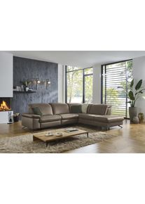 Ecksofa DIE PLANBAR "PN-EM20091, L-Form, Breite 297 cm", braun (cloudy noce), B:297cm T:245cm, Sofas, Ecksofa, inkl. Kopfteilverstellung, optional elektr. Relaxfunktion u. Stauraum