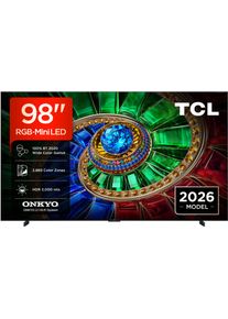 TCL Mini-LED-Fernseher "98RM7LX1", Energieeffizienz: D, bunt (schwarz), 98 &Prime;, Fernseher, Apple Airplay 2, 2.000 nits HDR, 100 % BT.2020, ONKYO 2.1, Mini-LED-Fernseher