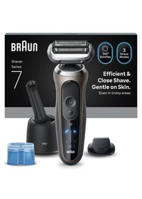 Braun, Elektrorasierer &raquo;Series 7 72-C7200cc&laquo; Reinigungsstation Bis zu 60 min, 4in1 SmartCare Center, +1 Aufsatz, 100% Wasserdicht, goldfarben, 