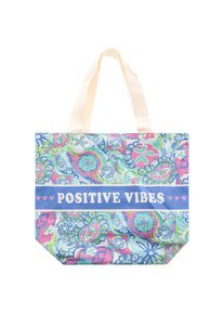 Zwillingsherz, Damen, Tragetasche Stofftasche mit Henkel, gemustert, Schriftzug, T&uuml;rkis, B/H/T: 38 cm x 45 cm x 17 cm, Tasche von Zwillingsherz