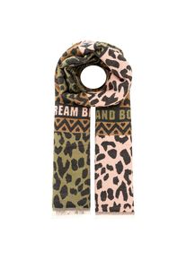 Zwillingsherz, Damen, Schal &raquo;"Dream Big and Bold"&laquo; Mustermix, Leo und Schriftzug, Fransenabschluss, Wollanteil, Gr&uuml;n, Modetuch von Zwillingsherz