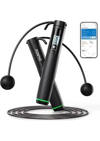 Renpho, Springseil &raquo;Smartes Springseil 2-in-1 Q008&laquo; Smart, gewichtet, verschlei&szlig;fest, Display, Z&auml;hler, App, 2-in-1, Schwarz, Ideal f&uuml;r CrossFit, Boxen