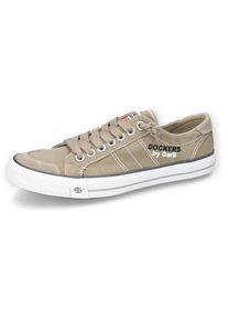 Dockers by Gerli, Herren, Slip-On Sneaker , Freizeitschuh, Retro Sneaker, Fake Schn&uuml;rung, in cooler Jeansoptik, sand, 42, Retro Slip-On-Sneaker zum 