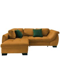 Mid.you , Goldfarben , Textil , Buche , Streifen , F&uuml;llung: Schaumstoff,Schaumstoff,Schaumstoff , Ottomane links, L-Form , 250x190 cm , Made in EU , Liegefunktion, Schlafen auf Sitzh&ouml;he ,
