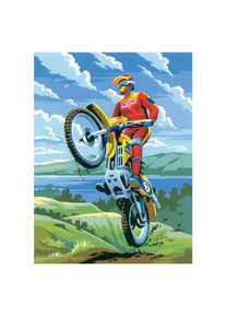 Magni Malen nach Zahlen - Junior "Motocross", DIY Bild ca. 33 x 24 cm gross, inkl. 7 Acryl-Farben, Pinse