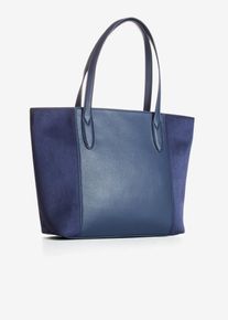 bonprix Duża torba typu shopper z r&oacute;żnych materiał&oacute;w, niebieski, onesize