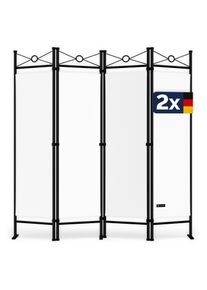 Casaria Paravent Lucca 2er-Set Wei&szlig; 180x163cm