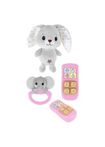 Toi-Toys Little Stars Baby Kuscheltier Pl&uuml;schhase mit Rassel und Telefon, 3-teilig.