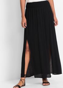 Maxirock bonprix, Damen, Gr. 46, schwarz, Obermaterial: 100% Viskose, figurumspielend, R&ouml;cke Maxirock, figurumspielende Passform, Maxil&auml;nge, seitliche Schlitze, aus Viskose