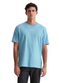 Marc O'Polo T-Shirt MARC O'POLO, Herren, Gr. S, blau dawn, Single Jersey, Obermaterial: 100% Baumwolle, Rundhals, Shirts T-Shirt, ein kleines, dezentes Logo in Kontrastfarbe ziert die Brust