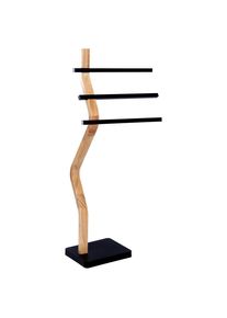 Homezone , Naturfarben, Schwarz , Metall, Holzwerkstoff , gebogen , 43x85x26 cm , Montage ohne Bohren ,