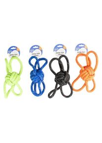 Duvoplus Scooby Seil Ball 4 Schlaufen, 25.5x8x8 cm, assortiert (Ballspielzeug Hund), Hundespielzeug
