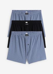 bonprix Luźniejsze bokserki z bawełnianego dżerseju (3 pary), niebieski, 9 (3XL)