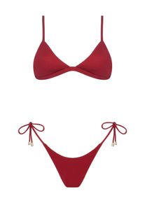 Acuarela Brand Kvinnor Bikini 'Royale Triangle Bikini Set' rubinr&ouml;d Storlek L
