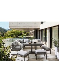 Ambia Garden Dining-Loungeset, Grau, Anthrazit, Metall, Textil, F&uuml;llung: Polyester,Schaumstoff, 244x193 cm, Gartenm&ouml;bel, Gartengarnituren, Gartenm&ouml;bel-Sets