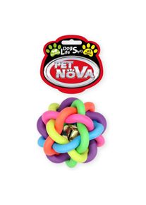 Nova Honden speelgoed bal multi kleur geweven bal 6cm, met belletje en muntaroma (Ballspielzeug Hund), Hundespielzeug
