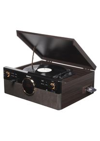 Denver MRD-180DW (Bluetooth, CD Player, Plattenspieler, 2x 9 W), Stereoanlage, Schwarz, Braun