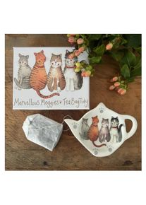 Alex Clark Art Teebeutelteller TB02 4 Katzen Untertasse, Untertasse, Mehrfarbig