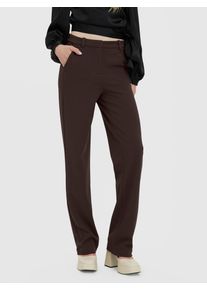 V&eacute;ro Moda Anzughose VERO MODA "VMZAMIRA MW SLIM STRAIGHT PANT NOOS", Damen, Gr. S (36), L&auml;nge 34, braun (chocolate torte), Web, Obermaterial: 95% Polyester, 5% Elasthan, unifarben, normal, Hosen Anzughose, Materialmix
