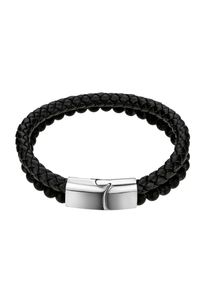 Armband MARC LAUDER "MBA05BS", schwarz, Armb&auml;nder, Herren, 21cm, Leder, Armband