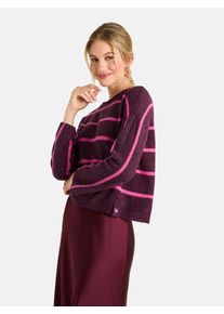 LIEBLINGSST&Uuml;CK Strickpullover LIEBLINGSST&Uuml;CK "SingaEP", Damen, Gr. 46, fig, Strick, Obermaterial: 32% Alpaka, 32% Wolle, 30% Polyamid, 6% Elasthan, gestreift, h&uuml;ftlang, Rundhals, gerader Abschluss, Pullover Strickpullover, mit Alpaka, Rundhals