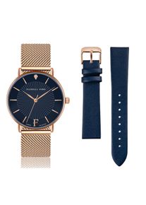 Quarzuhr ISABELLA FORD "SFB1-1", ros&eacute;gold, marineblau, Armbanduhren, Damen, Quarzuhr