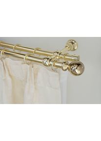 Gardinenstange Garesa "ANDREA", grau (messingfarben), L:220cm &Oslash;:20mm, Metall, Gardinenstangen, Gardinenstange, Vorhanggarnitur, verl&auml;ngerbar, Endknopf Kugel lang, mit Ringen