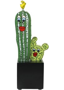 Sammelfigur Goebel "Figur James Rizzi -Prickly Pair", gr&uuml;n (bunt), B:7cm H:23cm T:8,5cm, Porzellan, Dekofiguren, Sammelfigur