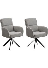 Esszimmerstuhl ByLiving "Tino", hellgrau, schwarz, hellgrau, B:62cm H:94cm T:70cm, Metall, Stoff, St&uuml;hle, Esszimmerstuhl, 360 Grad drehbar mit Federkernpolsterung, hochwertige Polsterbez&uuml;ge