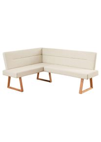 Eckbank OTTO HOME "Mellio", creme, eichefarben, B:190cm H:82cm T:150cm, Stoff, Sitzb&auml;nke, Eckbank, Beine aus massiver Eiche, pflegeleichtem Webstoff Bezug, Breite 190 cm