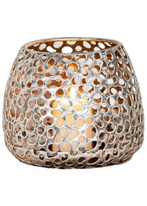 Windlicht CASABLANCA BY GILDE "Windlicht Chico antik-silber", silber (silberfarben), B:14cm H:12cm T:14cm &Oslash;:14cm, Metall, Kerzenhalter, Windlicht, F&uuml;r Teelicht und Stumpenkerze geeignet