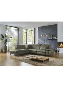 Ecksofa DIE PLANBAR "PN-EM20091, L-Form, Breite 297 cm", gr&uuml;n (cloudy olive), B:297cm T:245cm, Sofas, Ecksofa, inkl. Kopfteilverstellung, optional elektr. Relaxfunktion u. Stauraum