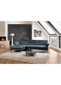 Ecksofa DIE PLANBAR "PN-EM23050, L-Form, Breite 289 cm", blau (torro graphite blau), B:289cm T:180cm, Sofas, Ecksofa, Optional mit Echtleder-R&uuml;cken, Kopfst&uuml;tze, Sitz- und Armverstellung